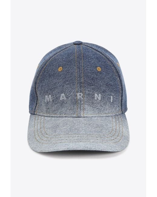 Marni Blue Degrade Denim Logo Baseball Cap for men