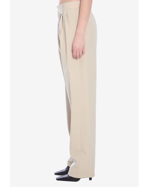 Saint Laurent Natural Straight-Leg Tailored Pants