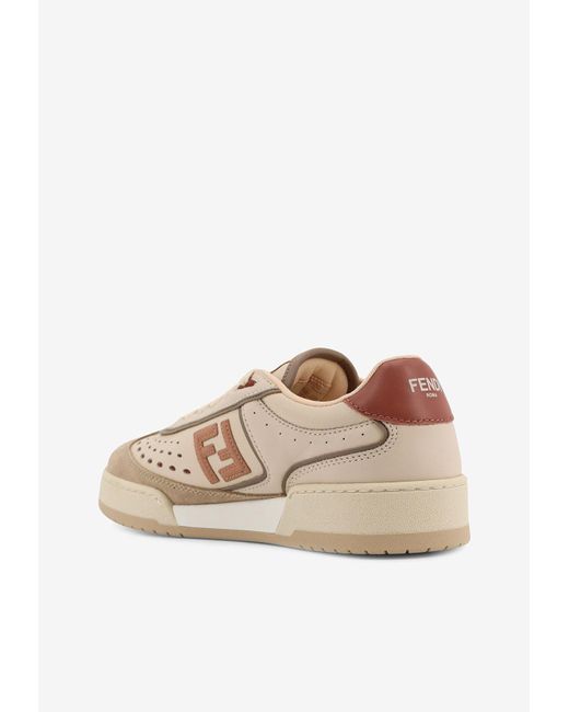 Fendi Natural Match Leather And Suede Sneakers