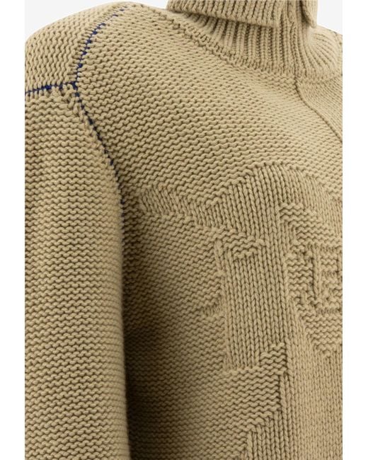 Burberry Green Ekd Knitted Cashmere Turtleneck Sweater