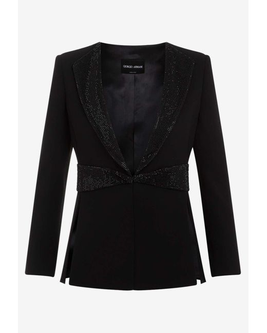 Giorgio Armani Black Crystal-Embellished Tailored Blazer