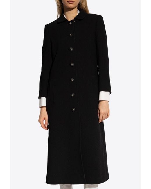 Dolce & Gabbana Black Single-Breasted Long Wool Coat