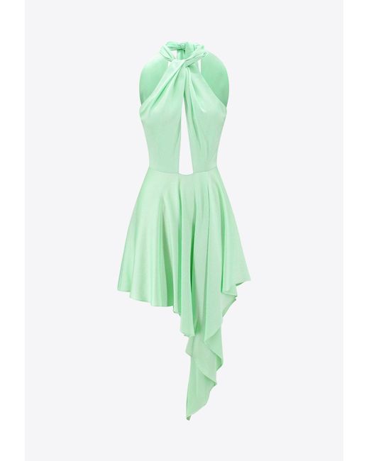 Stella McCartney Green Halterneck Draped Viscose Mini Dress