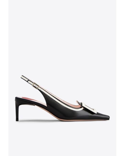 Roger Vivier White Viv' Canard 55 Two-Tone Slingback Pumps
