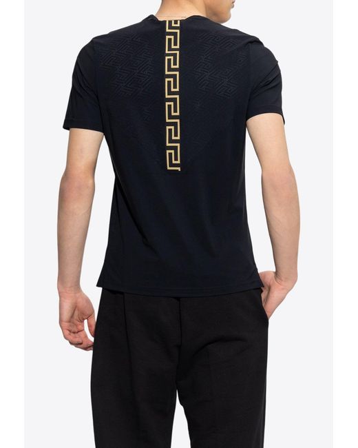 Versace Black Greca Embroidered Crewneck T-Shirt for men