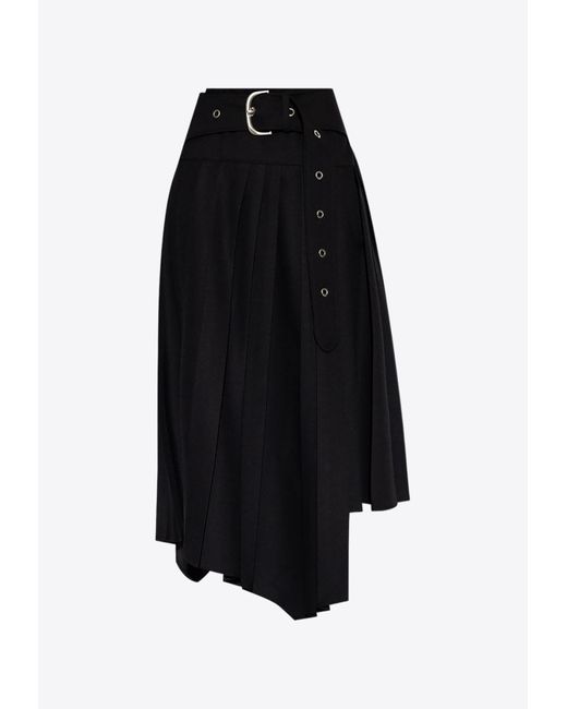 Off-White c/o Virgil Abloh Black Asymmetrical Pleated Midi Skirt