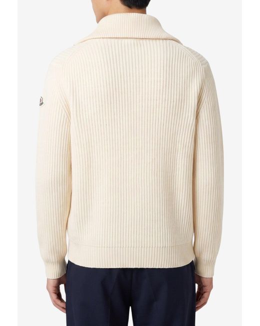 Moncler Natural Logo Patch Half-Up Sweater for men