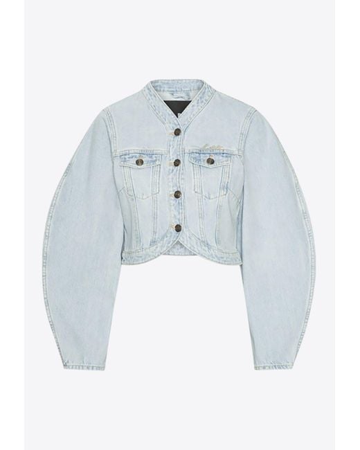 ROTATE BIRGER CHRISTENSEN Blue Round Sleeve Denim Jacket