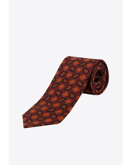 NICKY MILANO Brown Patterned Wool-Blend Tie for men