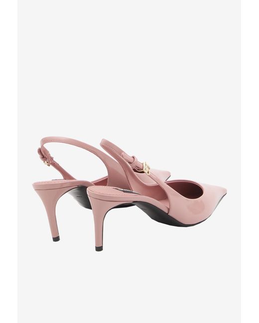 Dolce & Gabbana Pink Mun 90 Polished Leather Slingback Pumps