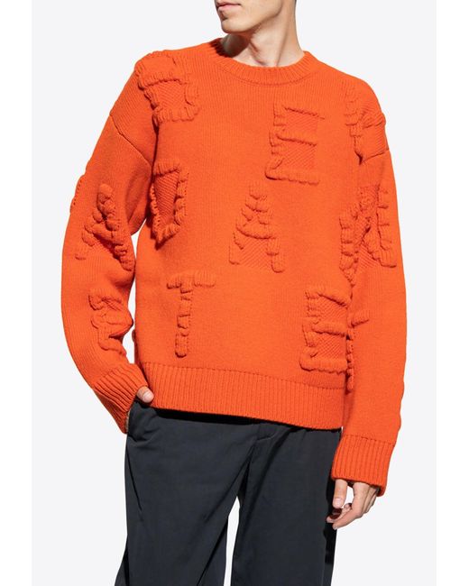 Bottega Veneta Orange Alphabet Knitted Wool Sweater for men