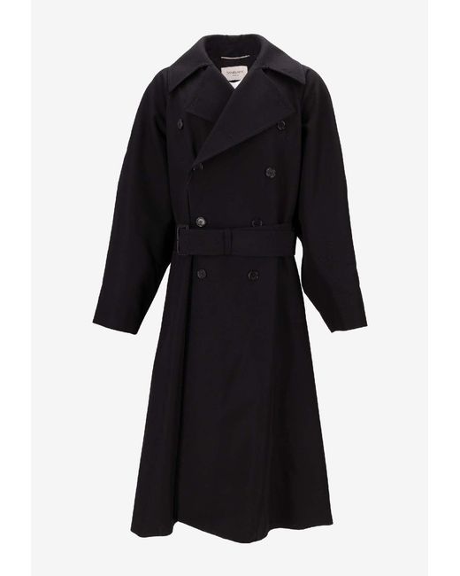 Saint Laurent Black Button-Fastening Belted Jacket for men