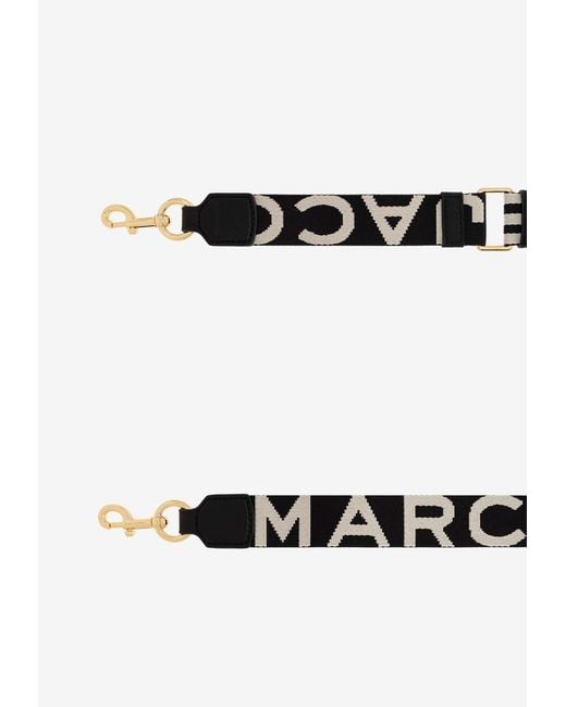 Marc Jacobs Black Thin Outline Logo Webbing Strap