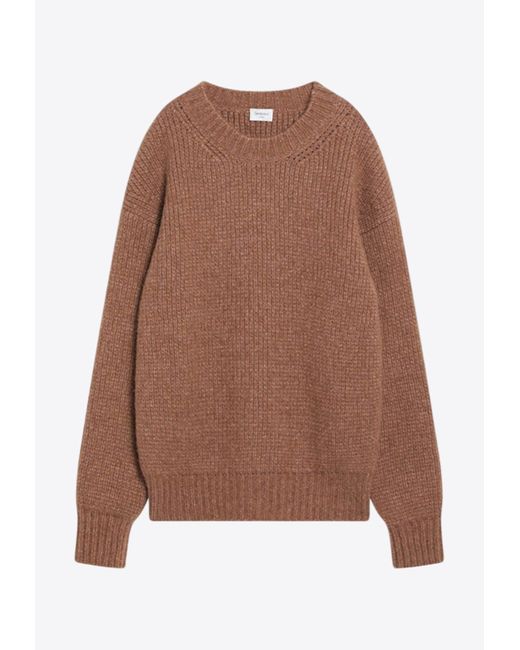 Saint Laurent Women's Brown Knitted Alpaca Sweater