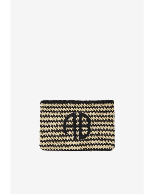 Anine Bing Rio Raffia Stripe Pouch in White Lyst