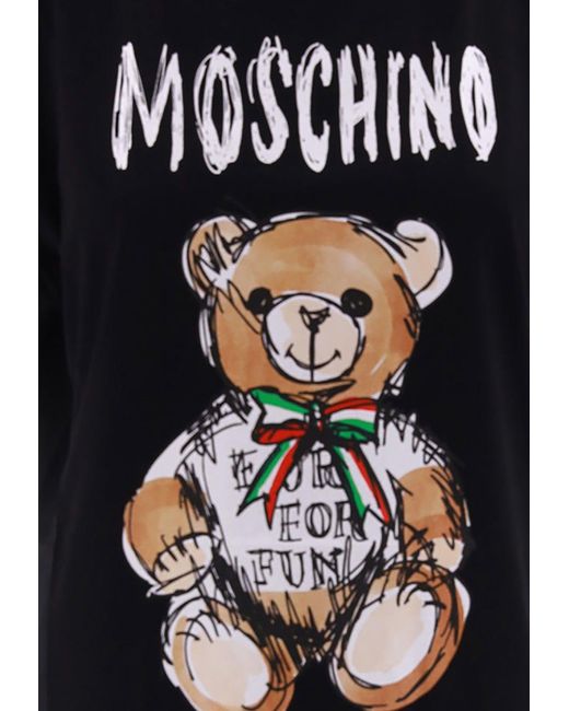 Moschino Black Teddy Bear Print Mini T-Shirt Dress