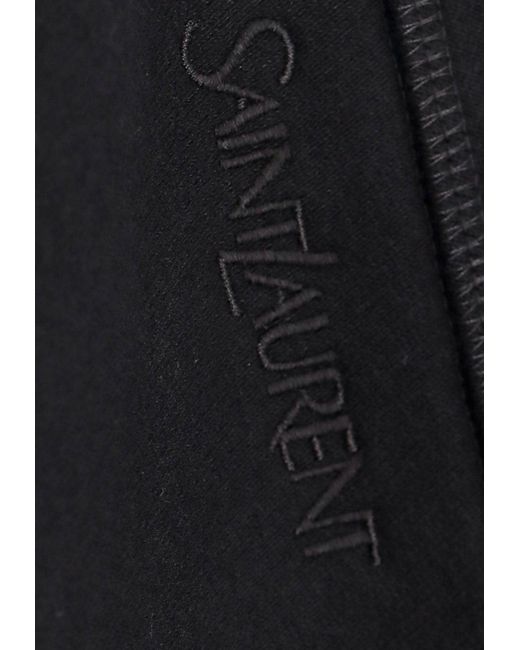 Saint Laurent Black Logo-Embroidered Crewneck Sweatshirt