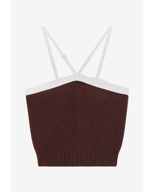Prada Purple Wool And Cashmere Knitted Cropped Top