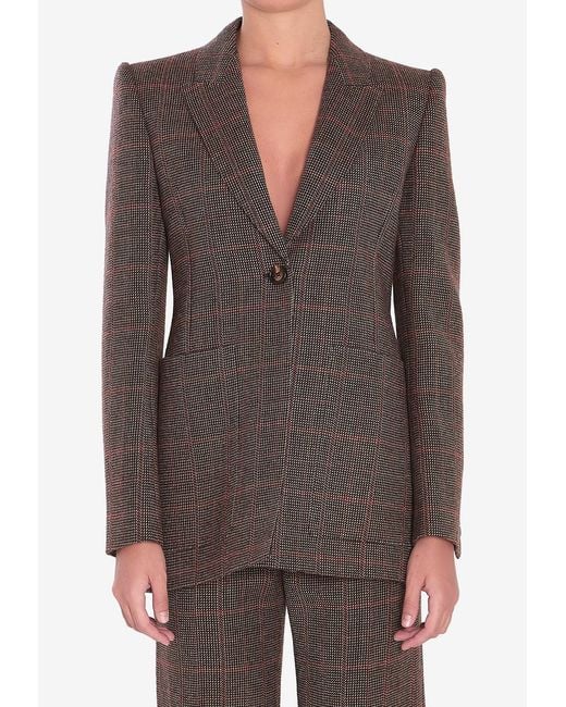 Chloé Gray Checked Wool Tailored Jacket
