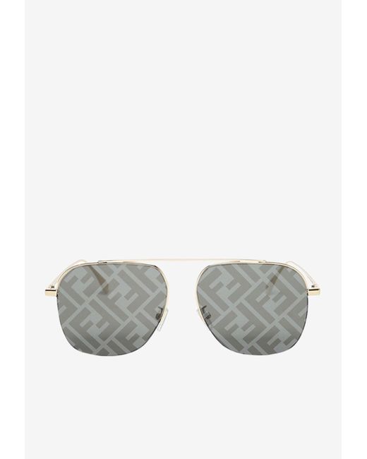 Fendi Reflective Aviator Sunglasses in Grey Lyst UK