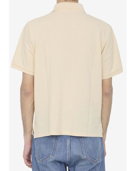 Saint Laurent White Cassandre Embroidery Polo T-Shirt for men