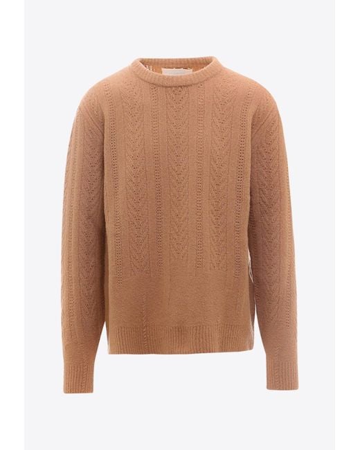 ANYLOVERS Brown Wool-Blend Knitted Sweater for men