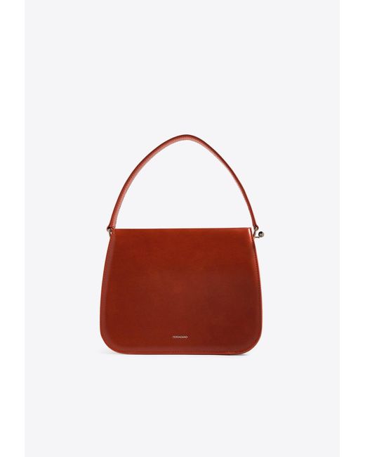Ferragamo Red Small Semi-Rigid Leather Shoulder Bag