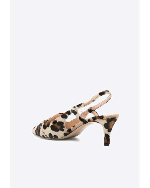 P.A.R.O.S.H. White 70 Leopard Print Slingback Pumps