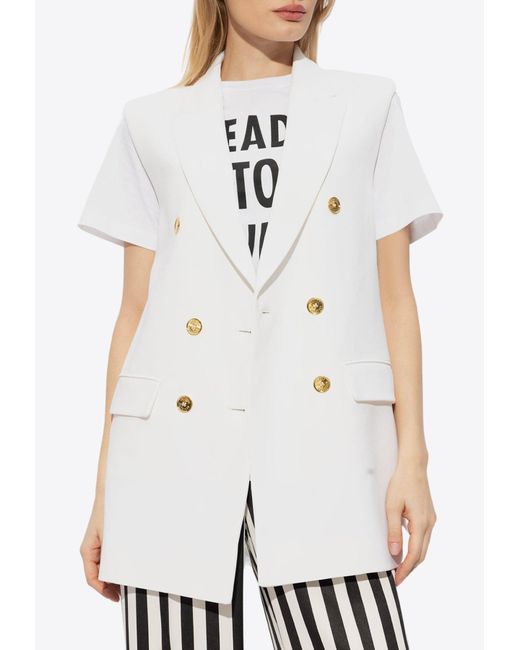 Moschino White Double-Breasted Buttoned Vest