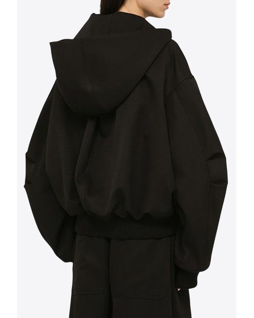 The Attico Oversized Wool Bomber Jacket in Black Lyst