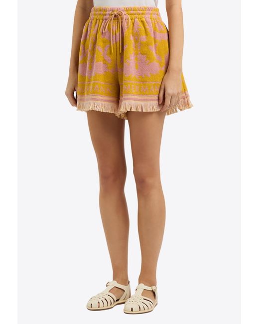 Zimmermann Yellow Wylie Toweling Drawstring Shorts