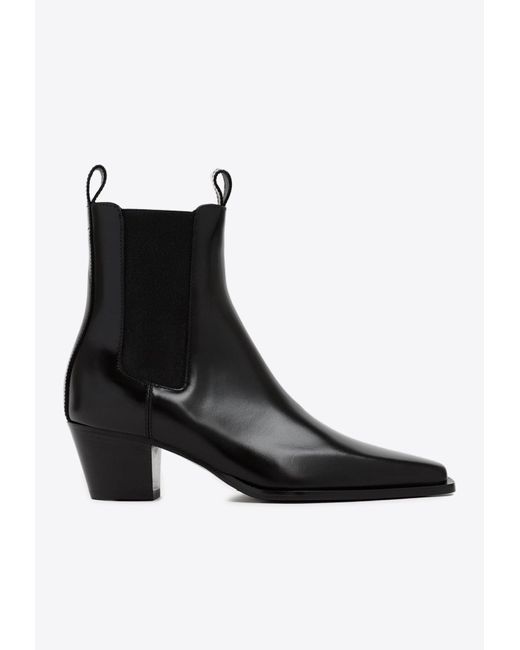 Totême  Black The City 50 Ankle Boots In Leather