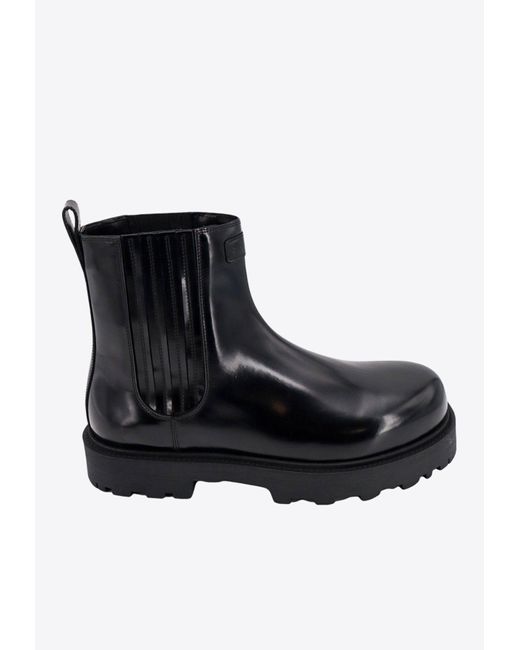 Givenchy Black Logo Patch Patent- Leather Chelsea Boots for men
