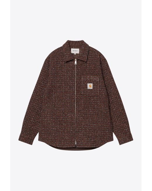 Carhartt Brown Bellamy Check Zip-Up Jacket for men