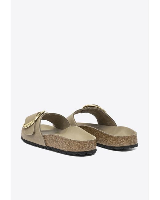 Birkenstock White Madrid Big Buckle Leather Sandals