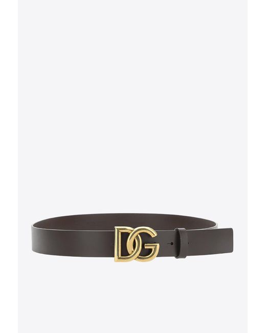 Dolce & Gabbana White Dg Logo Leather Belt for men