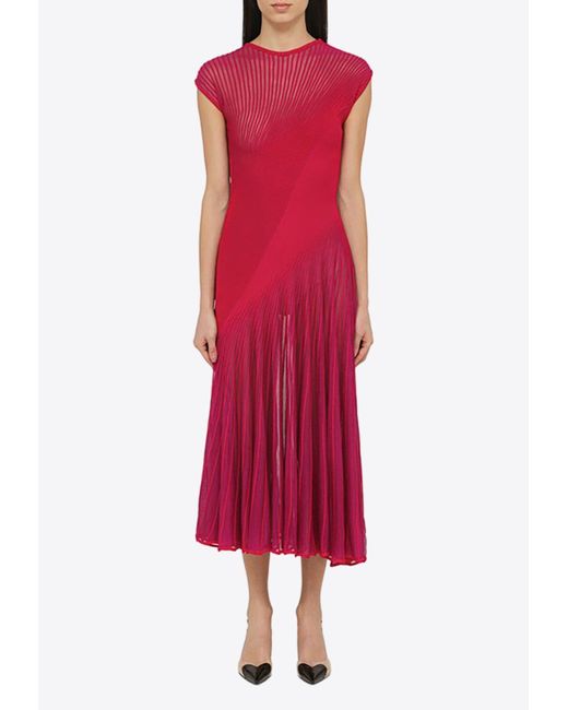 Alaïa Red Twisted Silk Blend Midi Dress