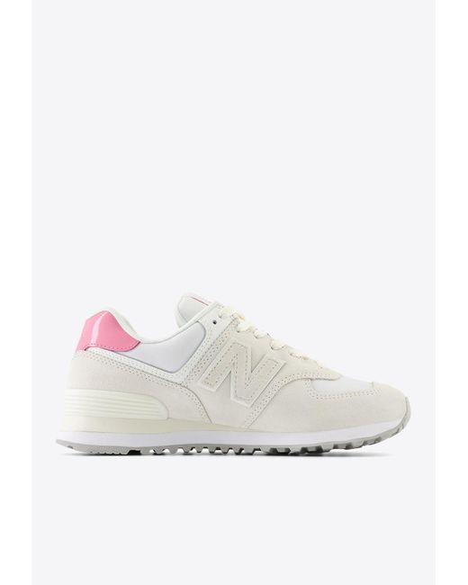New Balance White 574 Low-Top Sneakers
