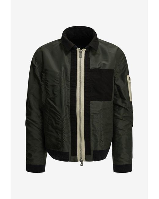 Sacai Black Reversible Zip-Up Jacket for men