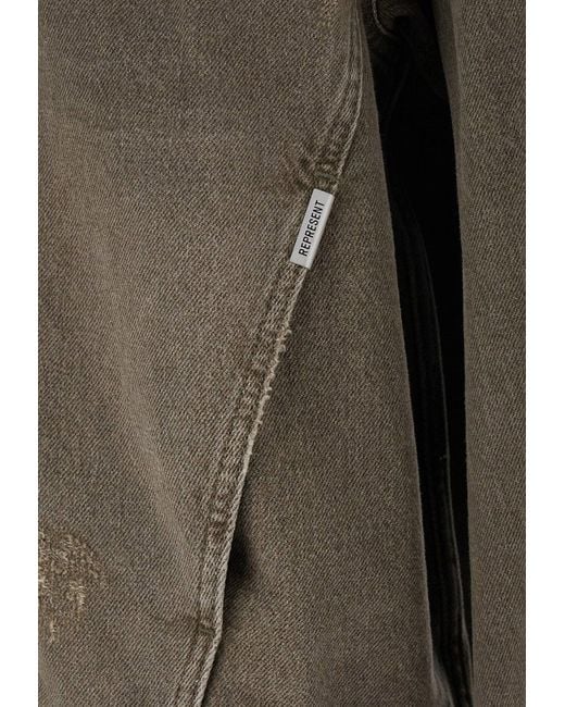 Represent Green Washed Denim Zip-Up Jacket for men