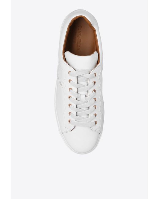 See By Chloé White Logo Low-Top Leather Sneakers