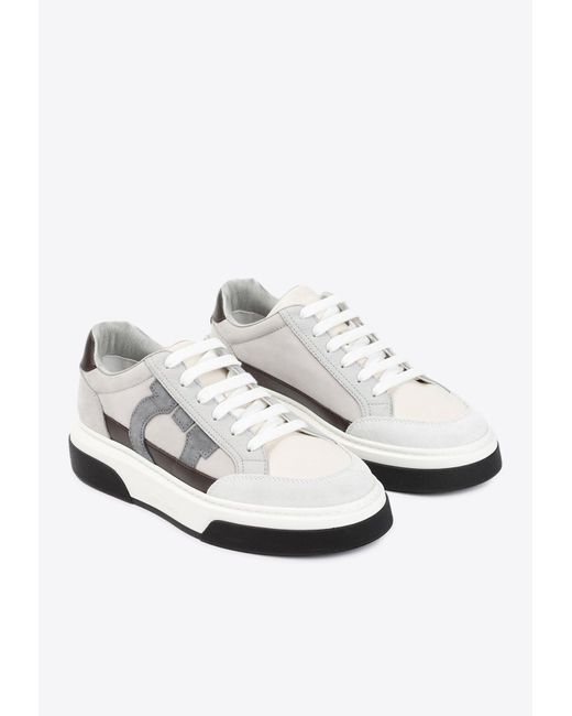 Ferragamo White Low-Top Cassina Sneakers for men