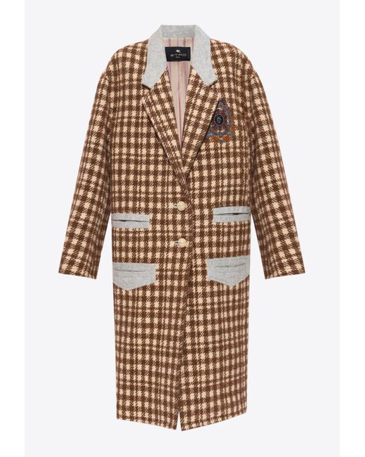Etro Natural Checked Oversize Long Coat