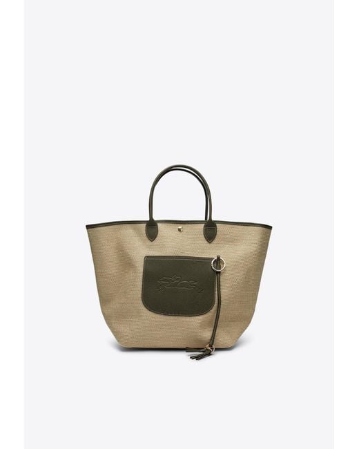 Longchamp Green Large Le Pliage Basket Tote Bag