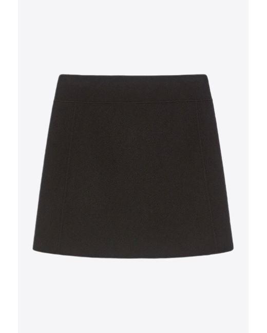 Max Mara Black Ali A-Line Wool Mini Skirt