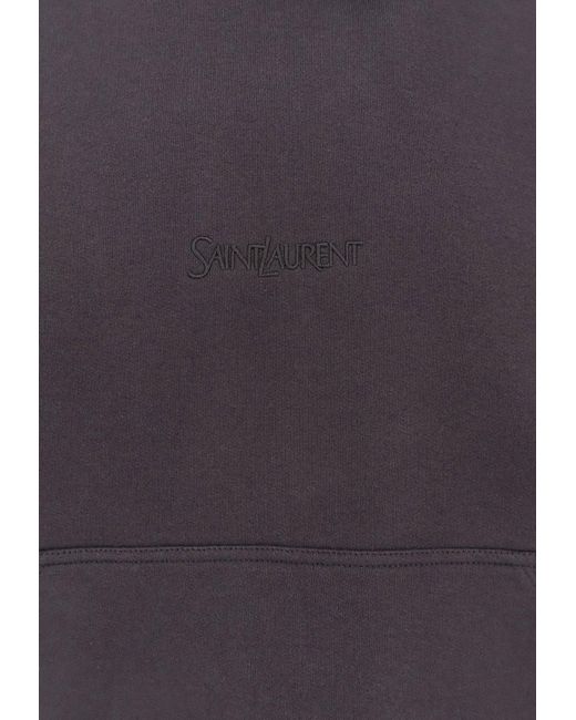 Saint Laurent Blue Hooded Sweatshirt With Embroidered-Logo for men