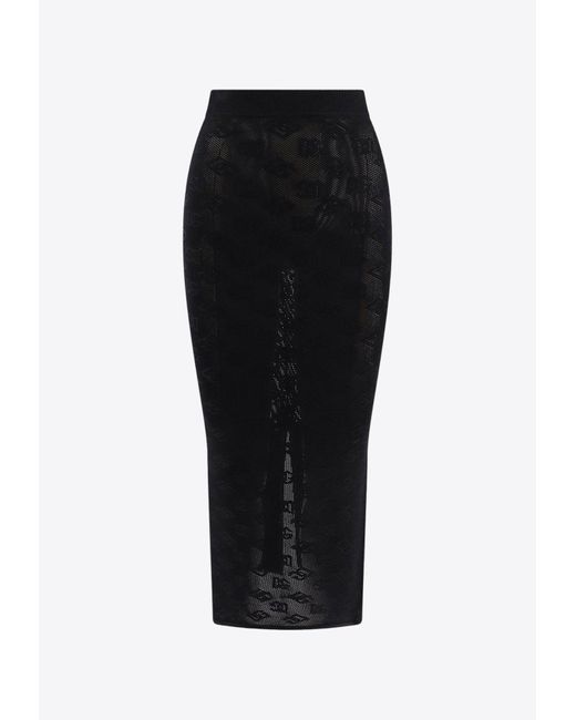Dolce & Gabbana Black Logo Jacquard Midi Skirt