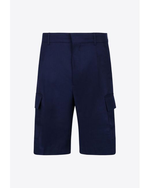 Drole de Monsieur Blue Wool-Blend Cargo Shorts for men