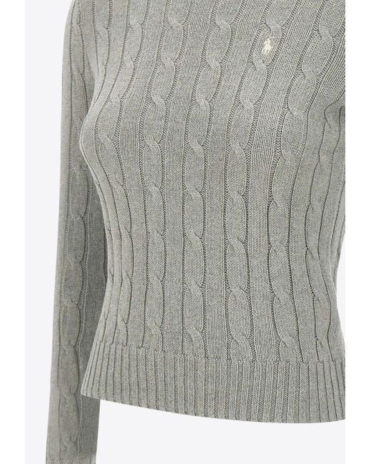 Ralph Lauren Gray Cable Knit Pony Sweater