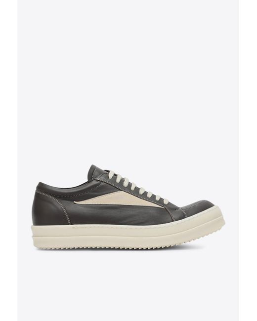 Rick Owens White Vintage Leather Low-Top Sneakers for men